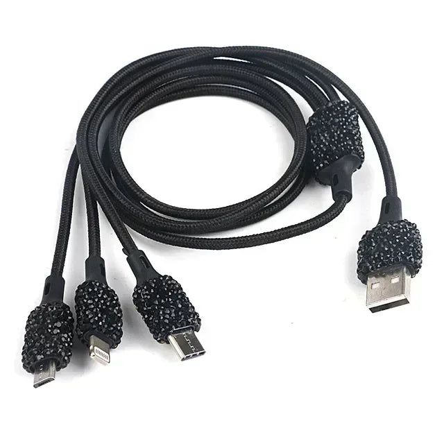 Rhinestone Car Charger 5V 2.1A Dual USB Port Fast Adapter Pink Car Decor Car Styling Diamond Car Accessories Interior for Woman