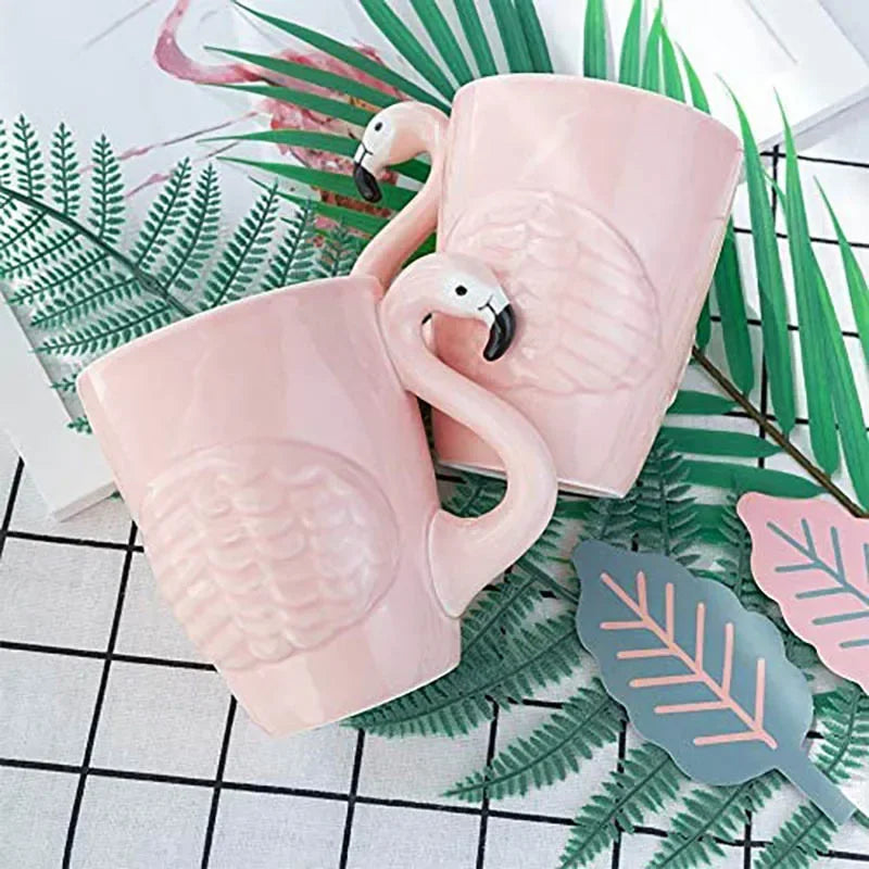 Flamingo Teapot Set Ceramic With Handle Cute Animal Mark Cup Pink Porcelain Tea Pot Teaware Drinking Tools