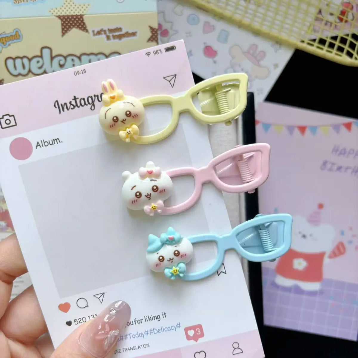 Ji Yi Ka Wa Cartoon Cute Little Eight Glasses Hairpin Hair Clip Sweet Girly Bang Clip Ins Girls' Hair Accessories