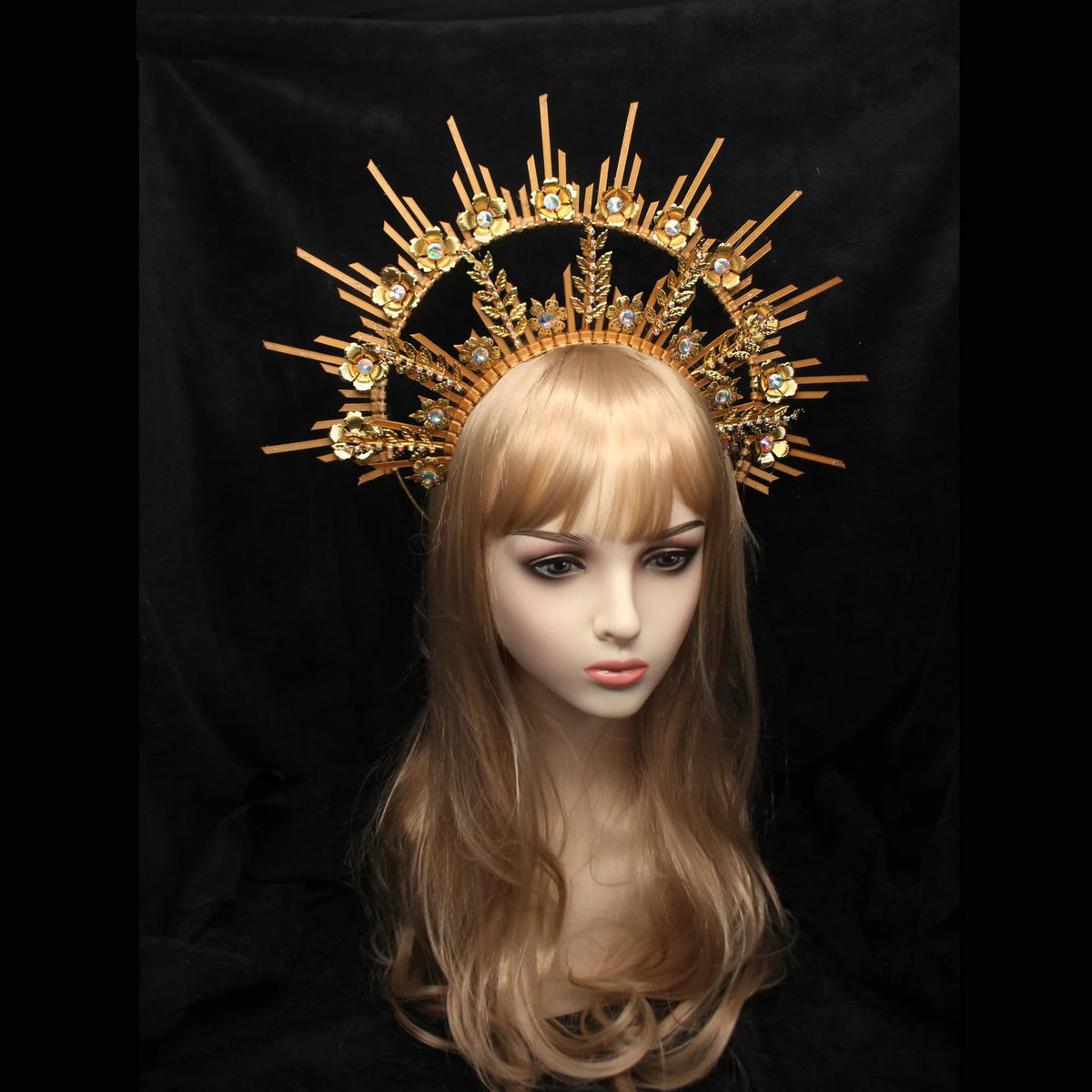 DIY Zip Tie Boho Wedding Bridal Sun Halo Met Gala Festival Headband Goddess Crown Gold Crown Headpiece  Non-finished products