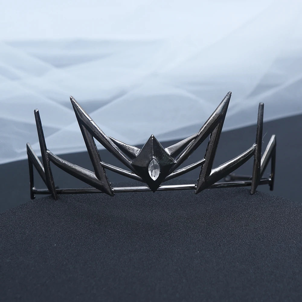 1pc Gothic Geometric Spiked Crystal Hair Crown Accent Dark Fantasy Royal Design Perfect Weddings Cosplay Elegant Headpiece