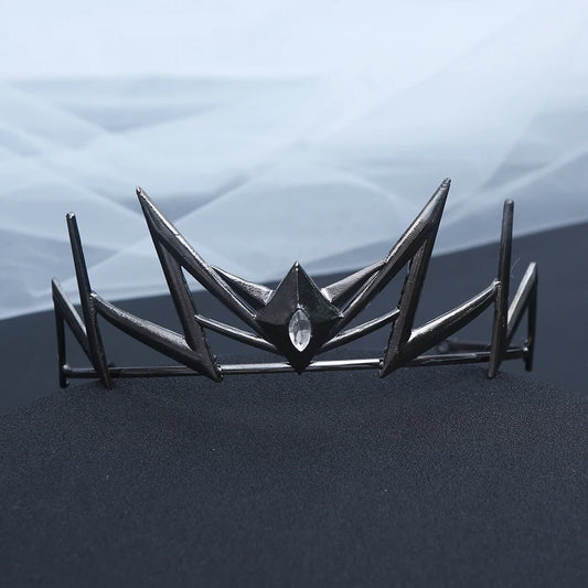 1pc Gothic Geometric Spiked Crystal Hair Crown Accent Dark Fantasy Royal Design Perfect Weddings Cosplay Elegant Headpiece