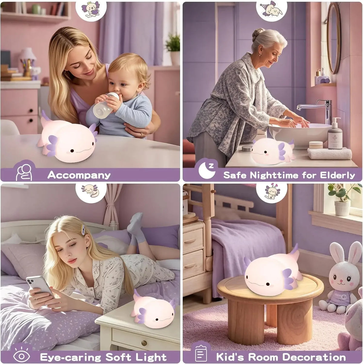 Cute Purple Axolotl Nightlight