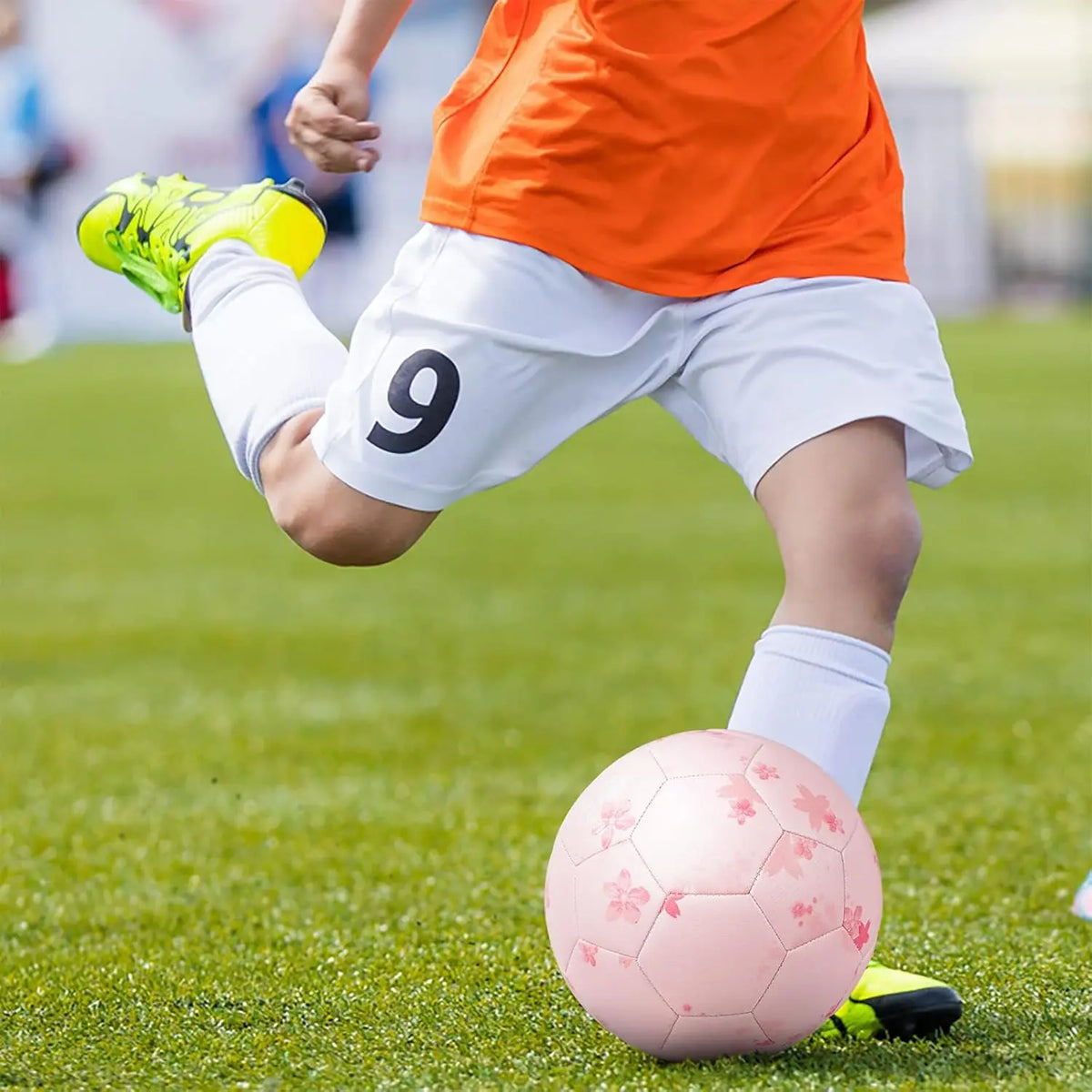 Kuangmi Pink Cherry Blossom Design Socce Ball Size 5- Youth Leisure Competition Training Football