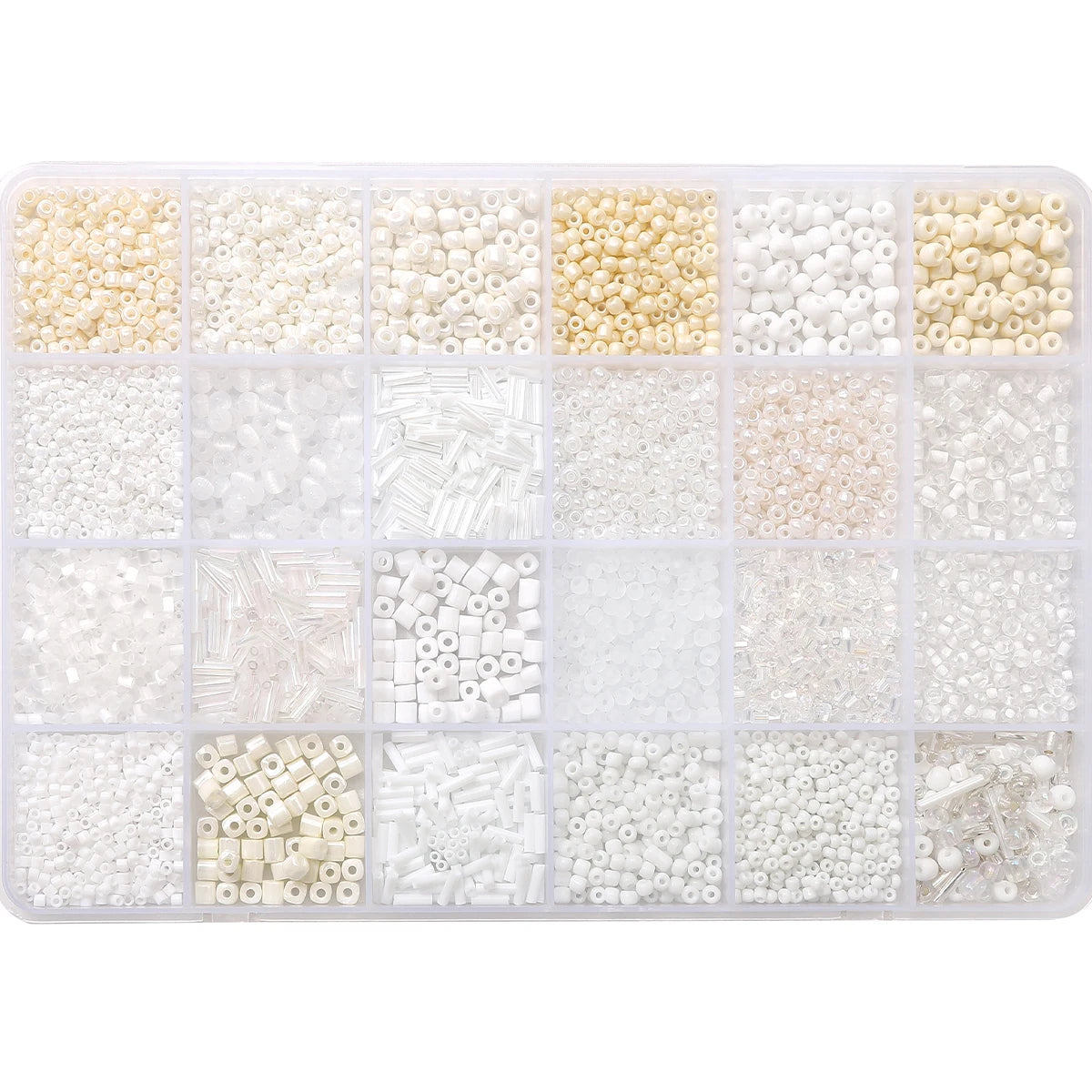 4300pcs 24-Grid Multi-Size Glass Seed Rice Beads Set for DIY Bracelet Necklace Earrings Jewelry Making Beading Supplies