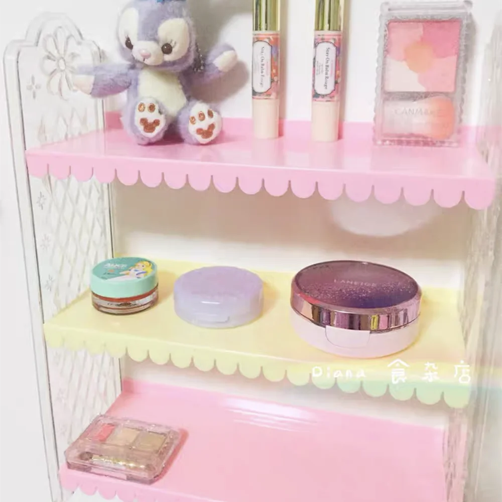 Desktop Folding Storage Rack, Pink, Foldable, Dormitory Storage Artifact, Desk, Girl Sundries, Decorative, 3-Layer