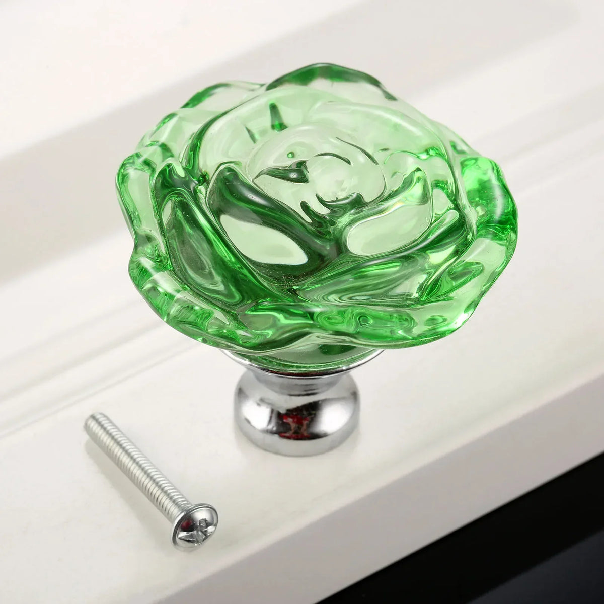 50mm Colorful Crystal Rose Glass Knob Single Hole Wardrobe Dresser Drawer Kitchen Wine Cabinet Pulls Furniture Accessories