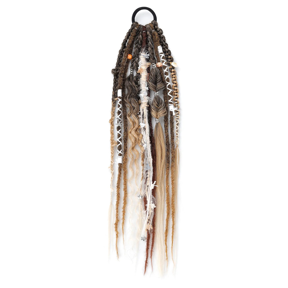 22 Inch Dreadlocks Ponytail Hair Extensions Synthetic Fibers Boho Braided Hairpieces With Beads Festival Cosplay Easy Wear