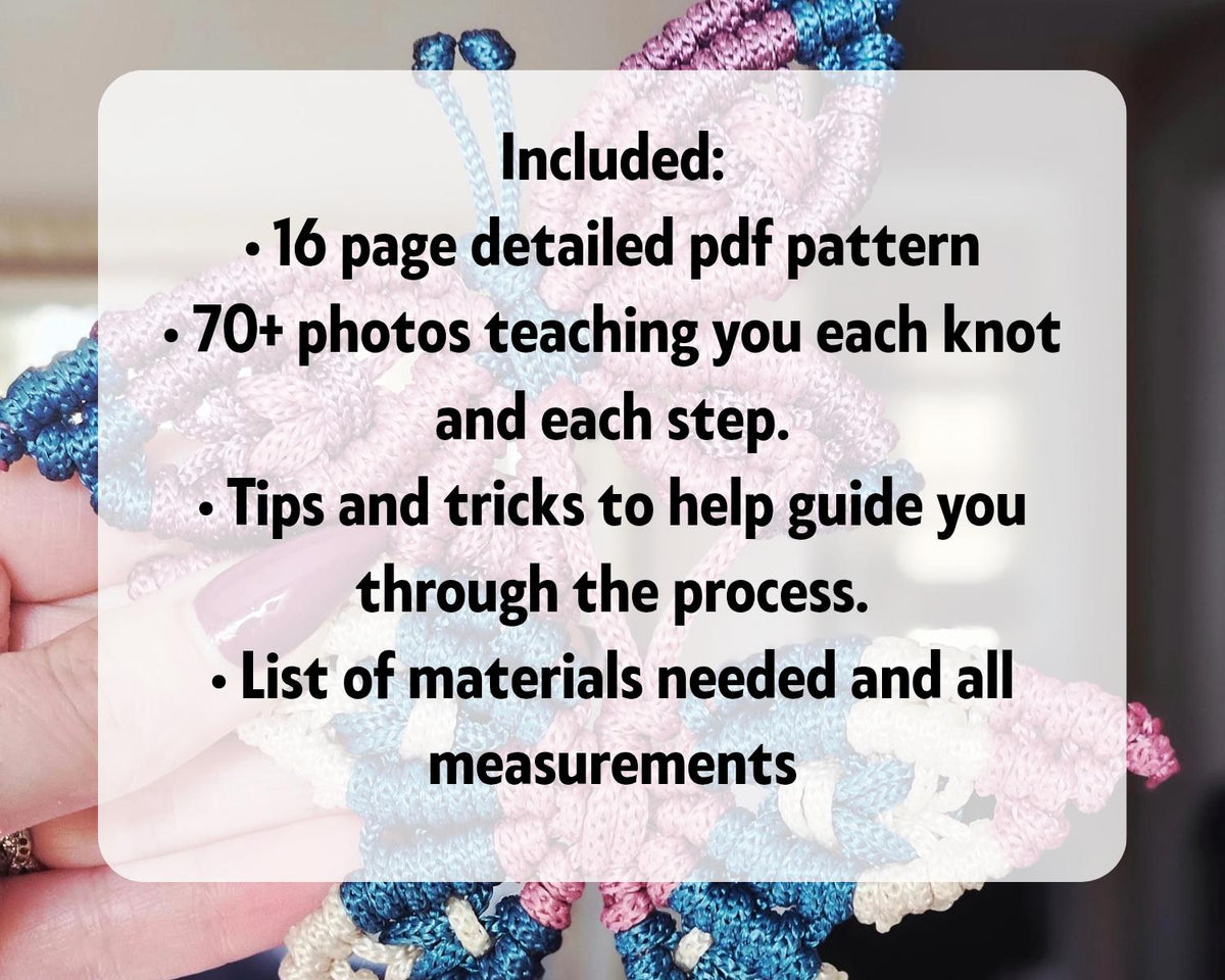 Macrame butterfly pdf pattern.