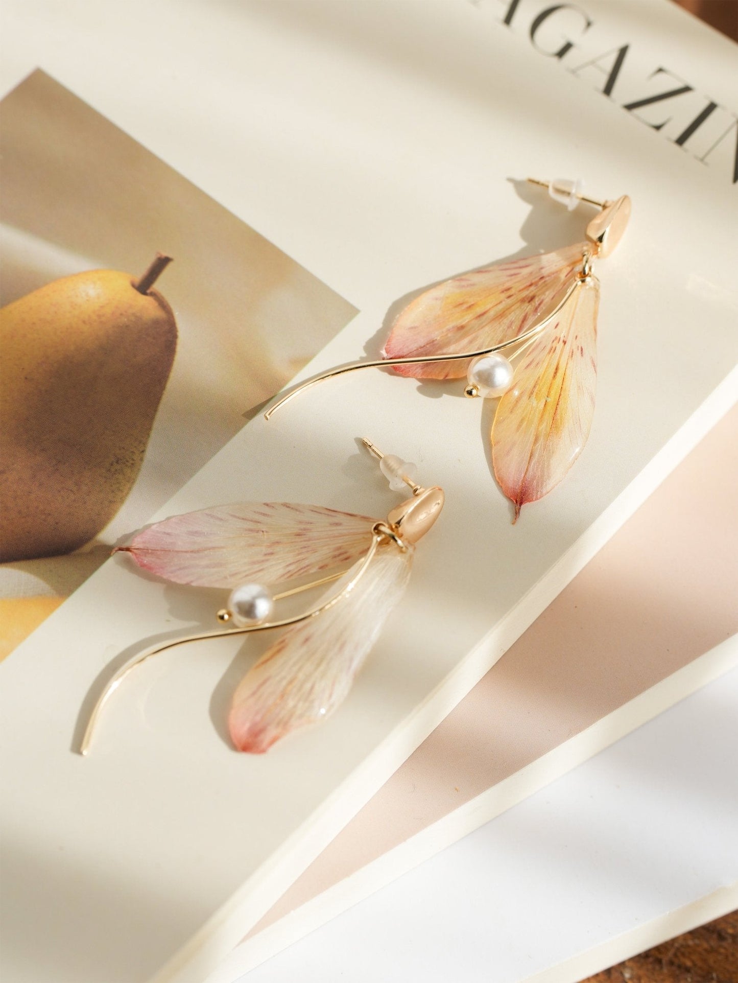 "Fairy Wings" Real Alstroemeria Petal Earrings
