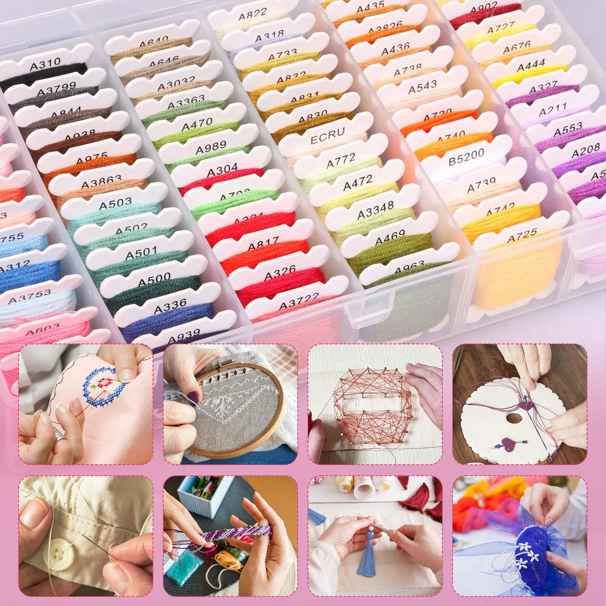 48/72 Color Embroidery Thread DIY Embroidery Yarn For Sewing Embroidery Floss Cross Stitch Thread Set With Organizer Box Threads