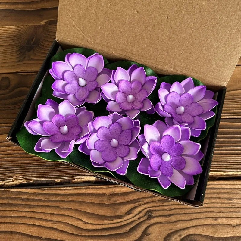 1PC/6PCS LED Lotus Night Lamp Floating Water Sensor Flower Lamp Garden Tank Decor Festive Party Accessories Wishing Lotus Light