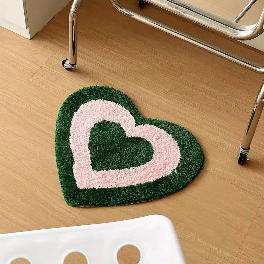 VIKAMA Adorable Colourful Heart-Shaped Puffy Art Rug Entrance Hall Bedroom Living Room Decorative Rug Home Decoration