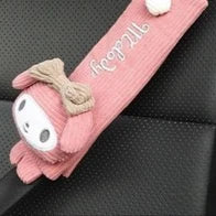 Hello Kitty Car Headrest Pillow Winter Warm Plush Doll Neck & Lumbar Support Cushion Adjustable Car Seat Pillow Seat Belt Cover