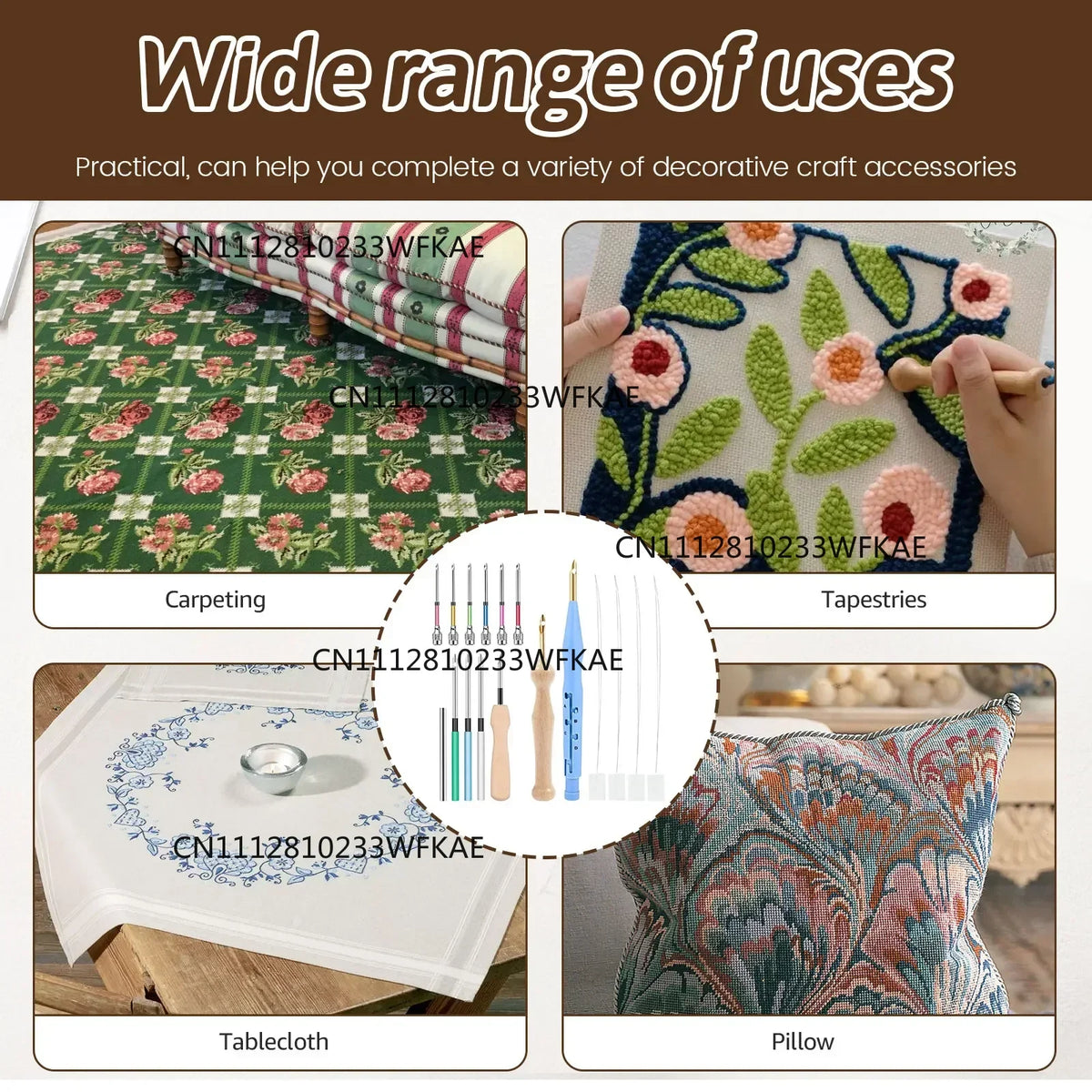 17Pcs Punch Needle Embroidery Kits Wooden Yarn Clothes Embroidery Pen Crochet Knitting DIY Craft Stitching Sewing Tools