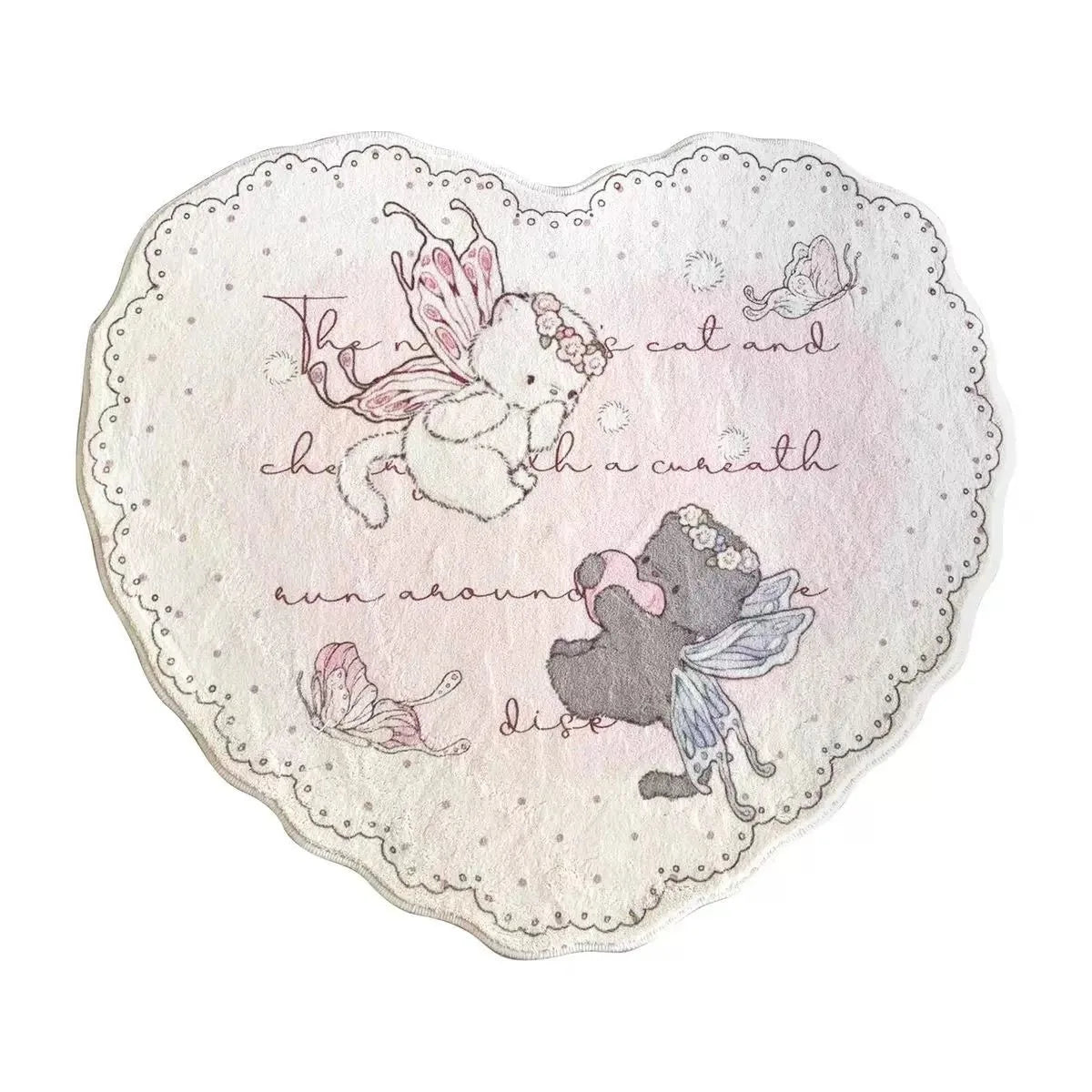 VIKAMA Girls' Carpet Bedside Rug Bedroom Heart-Shaped Cute Bedside Mat Bedroom Faux Cashmere Pad Durable and Machine Washable