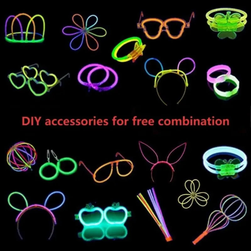 50/100PCS Glow Stick Set with 17 Accessories