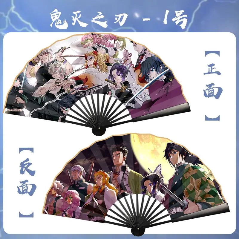 Bandai Demon Slayer Anime 10 Inch Double Sided Silk Folding Fan with Kamado Tanjirou Cartoon Animation High End Gifts New Style