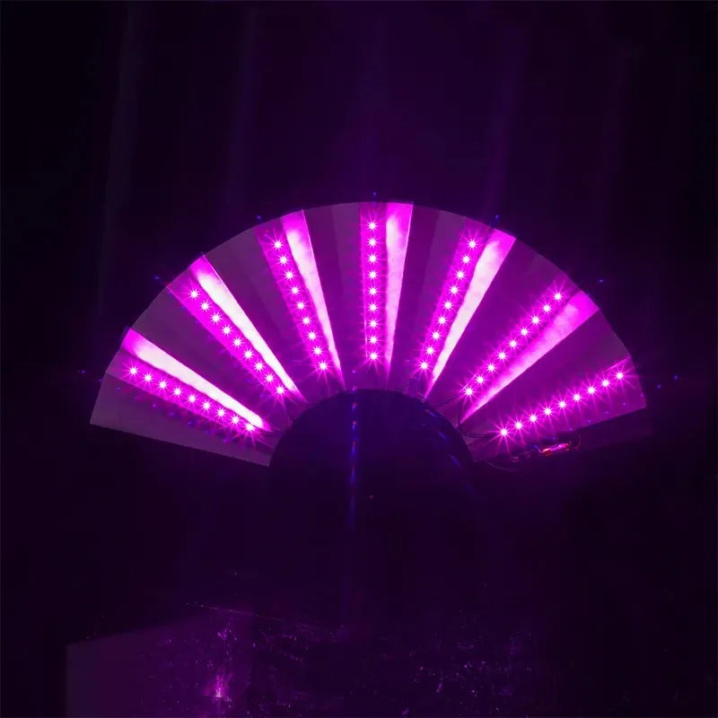 GlowFan Pro Original LED Light Up Folding Hand Fan, Portable Luminous Handheld Fan for Party Decoration
