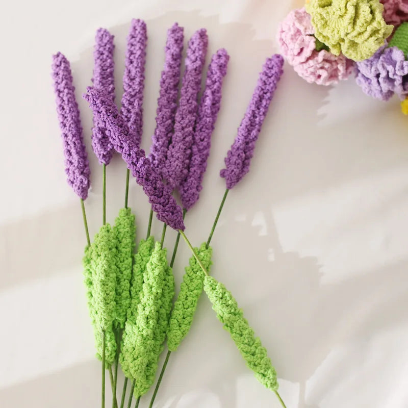 Handmade Crocheted Yarn Rose Home Decor Wool Hand Knitting Carnation Artificial Flowers Beautiful Plant Baby Girls Room Nursery
