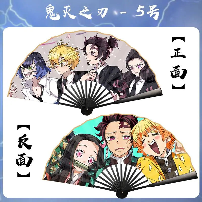 Bandai Demon Slayer Anime 10 Inch Double Sided Silk Folding Fan with Kamado Tanjirou Cartoon Animation High End Gifts New Style
