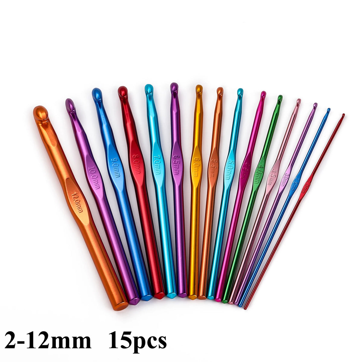 6/12/15pcs Handle Crochet Hook Random Color Aluminum Knitting Needles Single Head Knitting Yarn Crafts DIY Apparel Needles