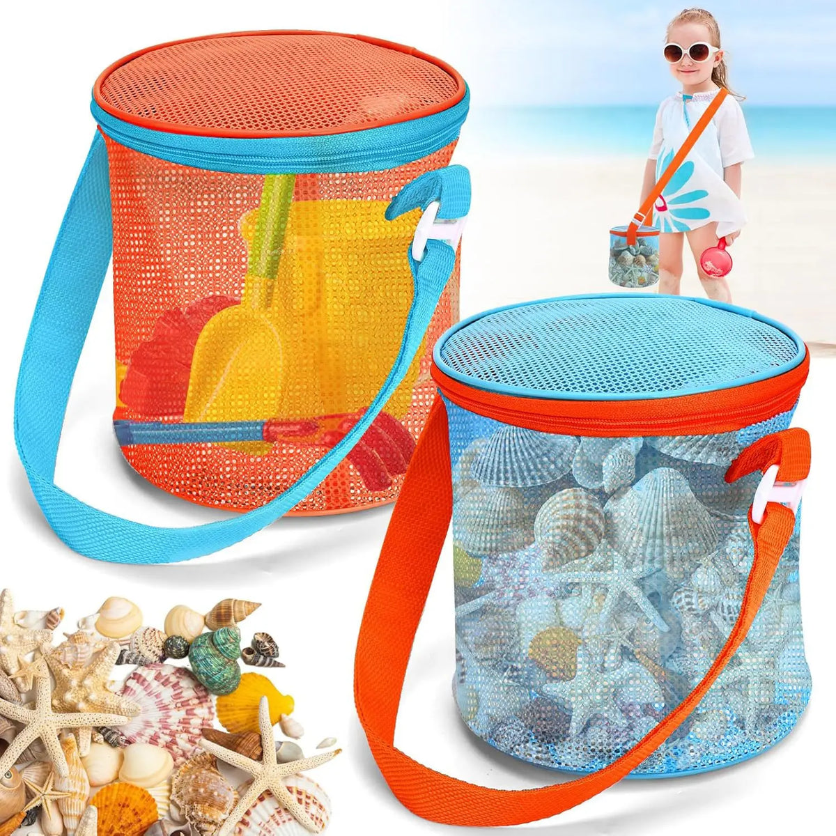 Net Yarn Shell Storage Bags Child Portable Beach Swimming Clothing Storage Bag Multifunctional Travel Storage Bag Cosmetic Bag