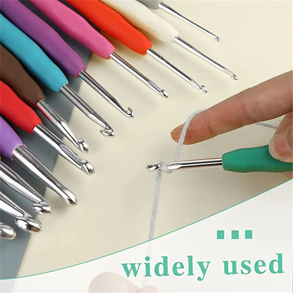 87Pcs Crochet Hooks Kit with Case Crochet Needles Weave Yarn Kit Ergonomic Handle Yarn Knitting Needles for Adults & Kids