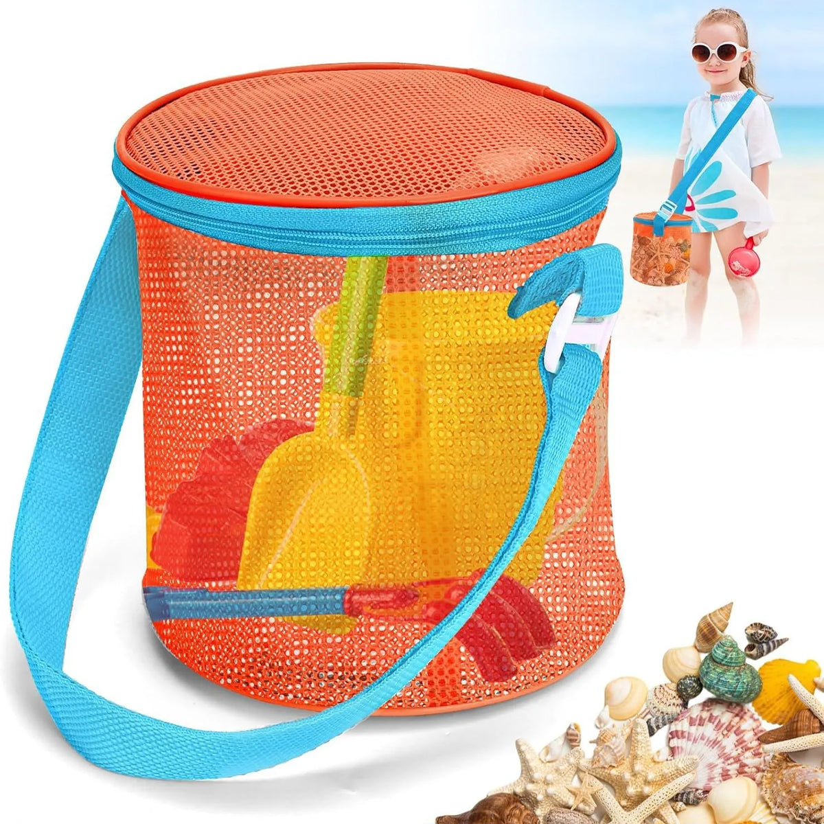 Net Yarn Shell Storage Bags Child Portable Beach Swimming Clothing Storage Bag Multifunctional Travel Storage Bag Cosmetic Bag