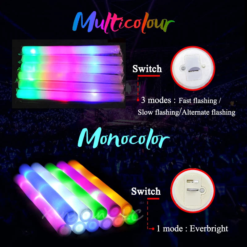 30Pcs RGB LED Glow Foam Tube Bulk
