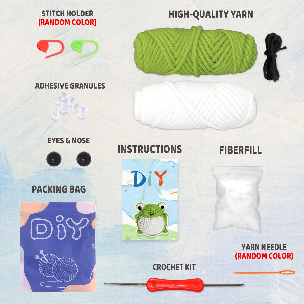 AMAXIN Animal Crochet Kit for Beginners- Frog Easy Learn to Starter Amigurumi Knitting Kit and Yarn Craft