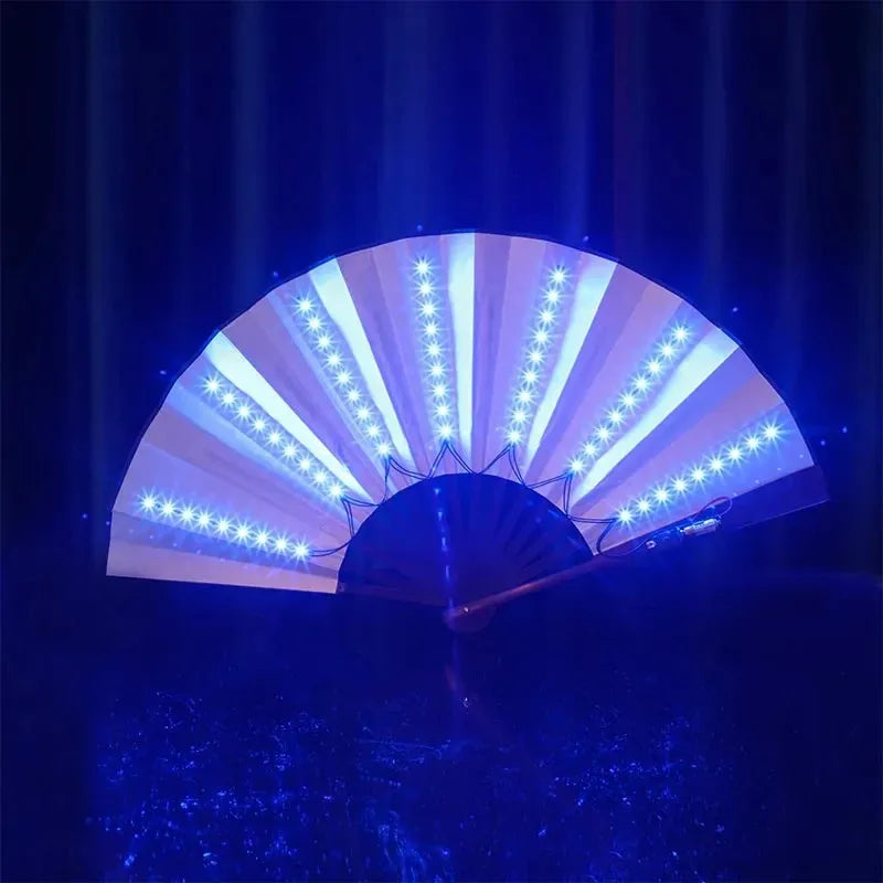 GlowFan Pro Original LED Light Up Folding Hand Fan, Portable Luminous Handheld Fan for Party Decoration