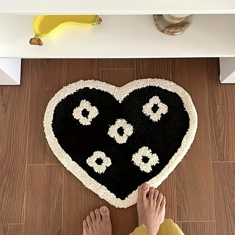 VIKAMA Adorable Colourful Heart-Shaped Puffy Art Rug Entrance Hall Bedroom Living Room Decorative Rug Home Decoration