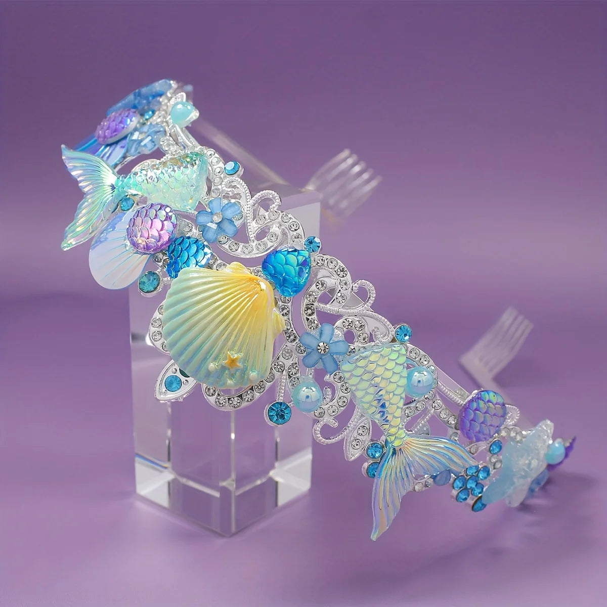 2025 New Mermaid Hair Comb Crown Ocean Series Alloy Crown Adorable Children's Headband Birthday Gift, Party Headpiece Accessory