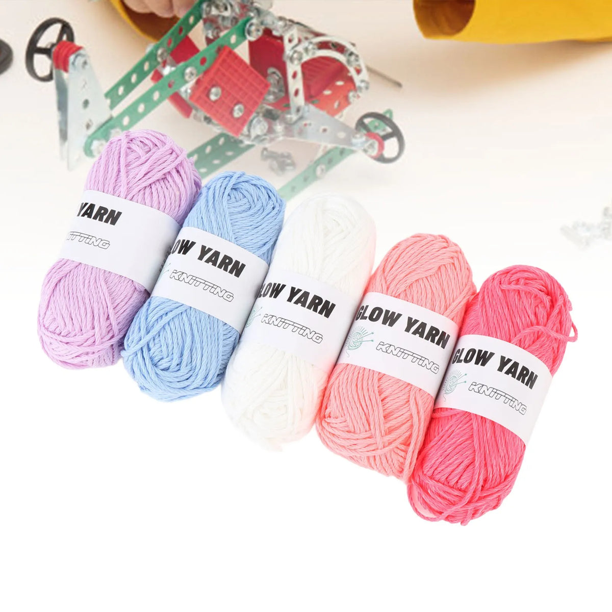 5pcs Glow Yarn Knitting Luminous Crocheting Yarn for Crochet DIY Art Craft Gifts 49 Yards Per Roll