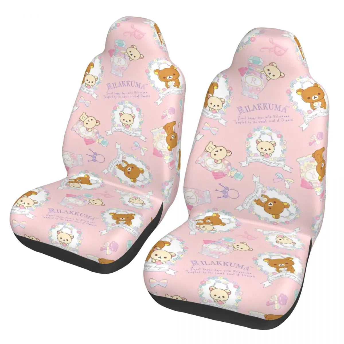 Pink Rilakkumas Zoo Universal Car Seat Covers Fiber Fishing