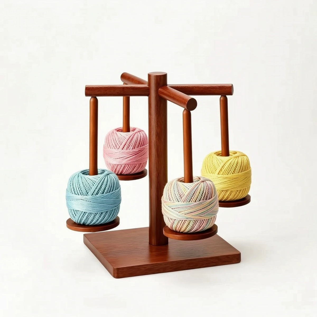 Wooden Yarn Holder with Rotating Arms Tangletangle-Resistant Yarn Holder with Spindles Organizer Independent Craft Tool Tabletop