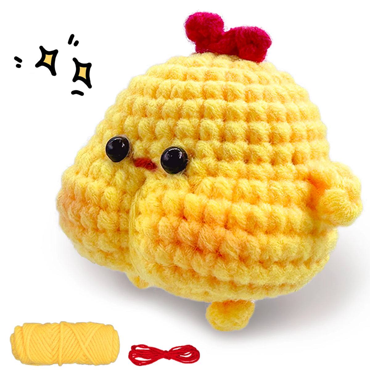 AMAXIN Animal Crochet Kit for Beginners-Chick Family Easy Learn to Starter Amigurumi Knitting Kit and Yarn Craft
