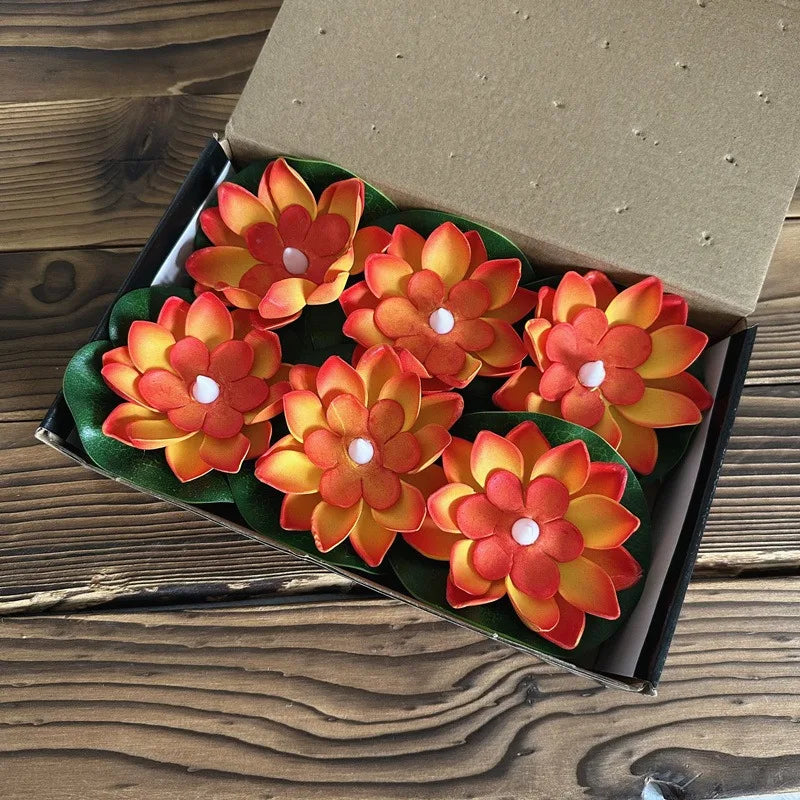 1PC/6PCS LED Lotus Night Lamp Floating Water Sensor Flower Lamp Garden Tank Decor Festive Party Accessories Wishing Lotus Light
