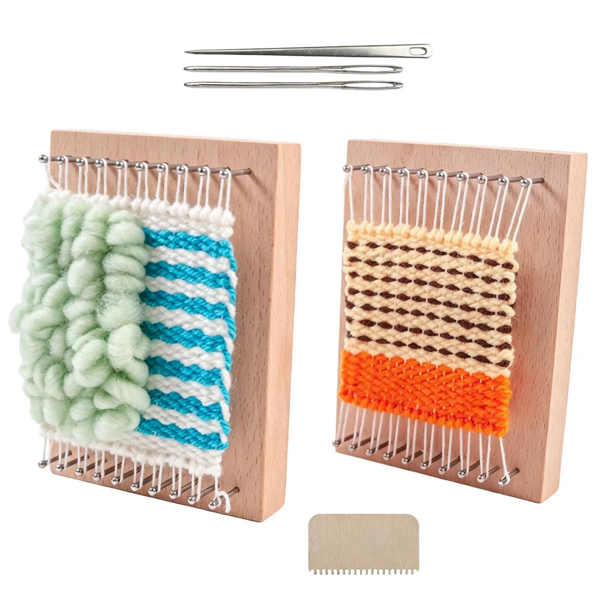 2pcs Mini Weaving Weaving Yarn Tool Standing DIY Weaving Chunky Knitting Board Portable Wooden Mini Knitting Board For Blanket