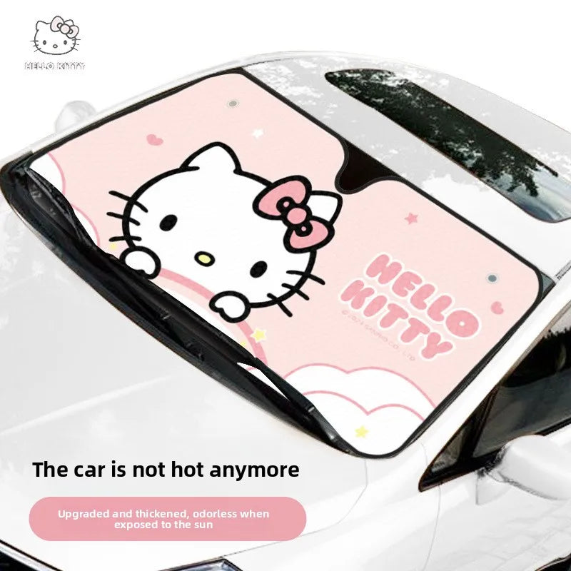 Hello Kitty Car Solar Protection Heated Windshield Sunshade Car Window Windscreen Cover Sun Shade Auto Sun Visor Car-covers