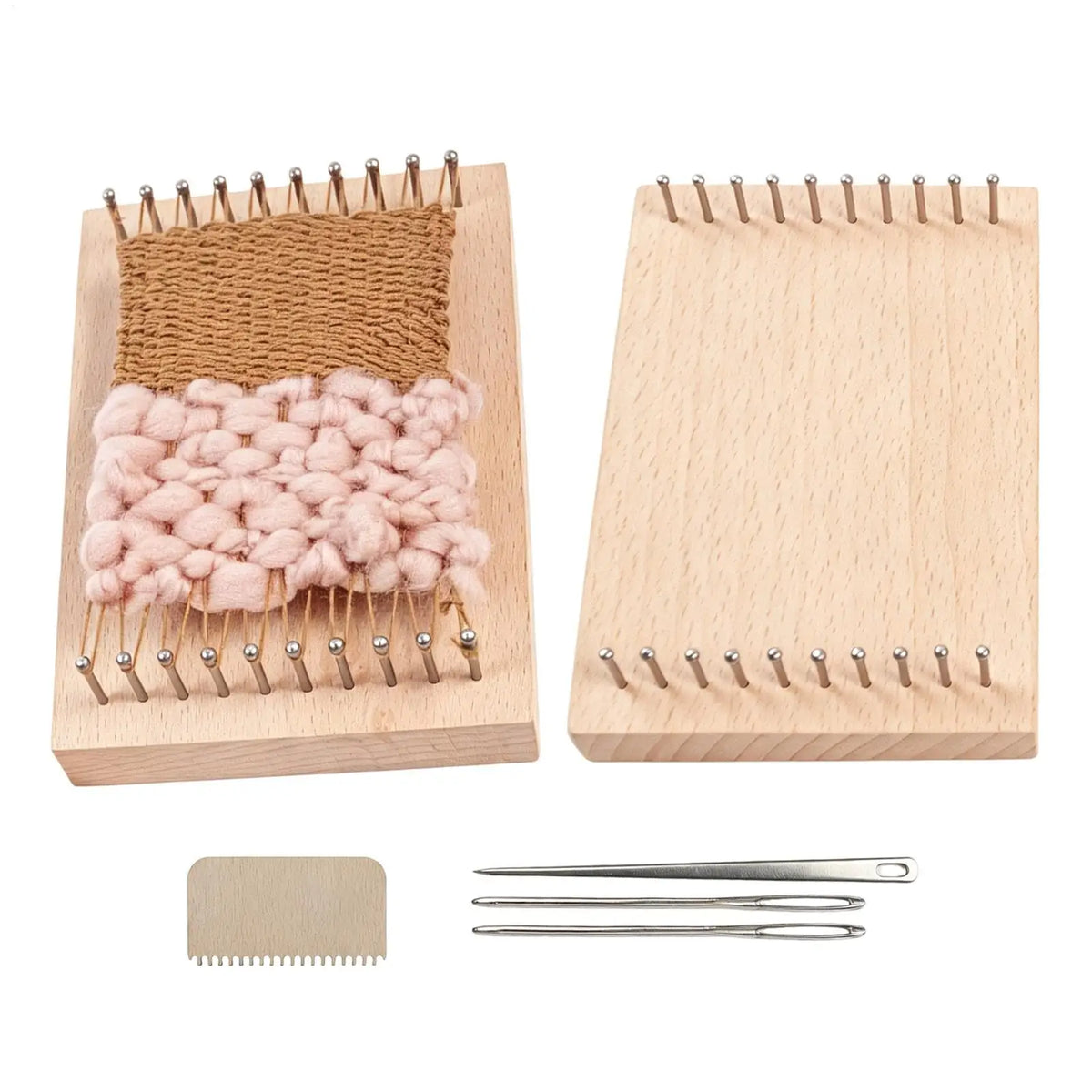 2pcs Mini Weaving Weaving Yarn Tool Standing DIY Weaving Chunky Knitting Board Portable Wooden Mini Knitting Board For Blanket