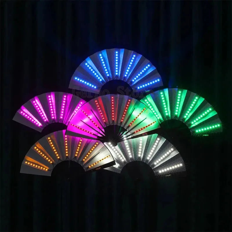 GlowFan Pro Original LED Light Up Folding Hand Fan, Portable Luminous Handheld Fan for Party Decoration