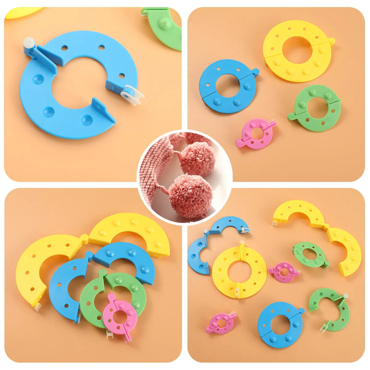 8pcs Pompom Fluff Ball 4 Sizes Yarn String Fluff Ball Makers Scissors Crochet Supplies Wool Crafts Knitting Tools