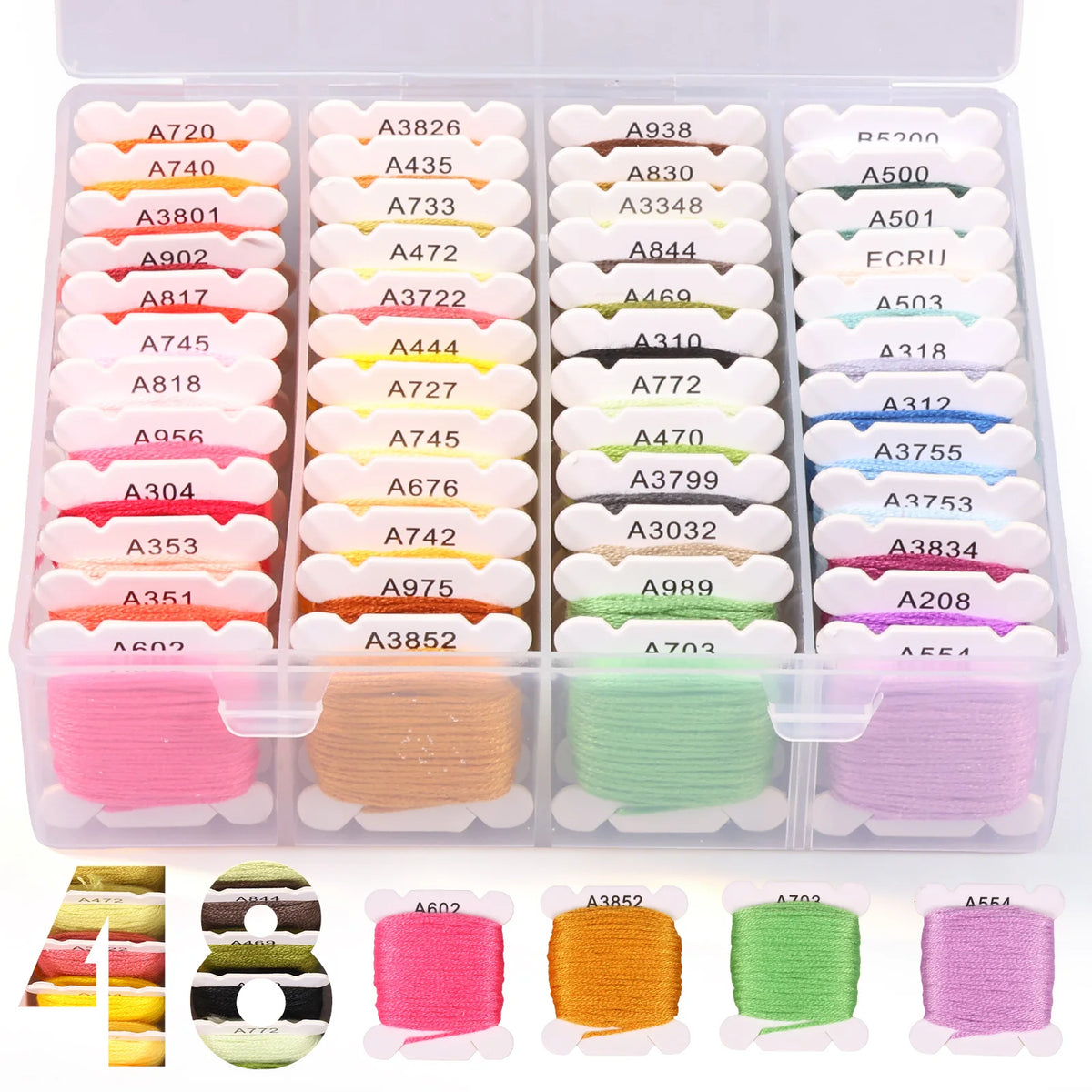 48/72 Color Embroidery Thread DIY Embroidery Yarn For Sewing Embroidery Floss Cross Stitch Thread Set With Organizer Box Threads