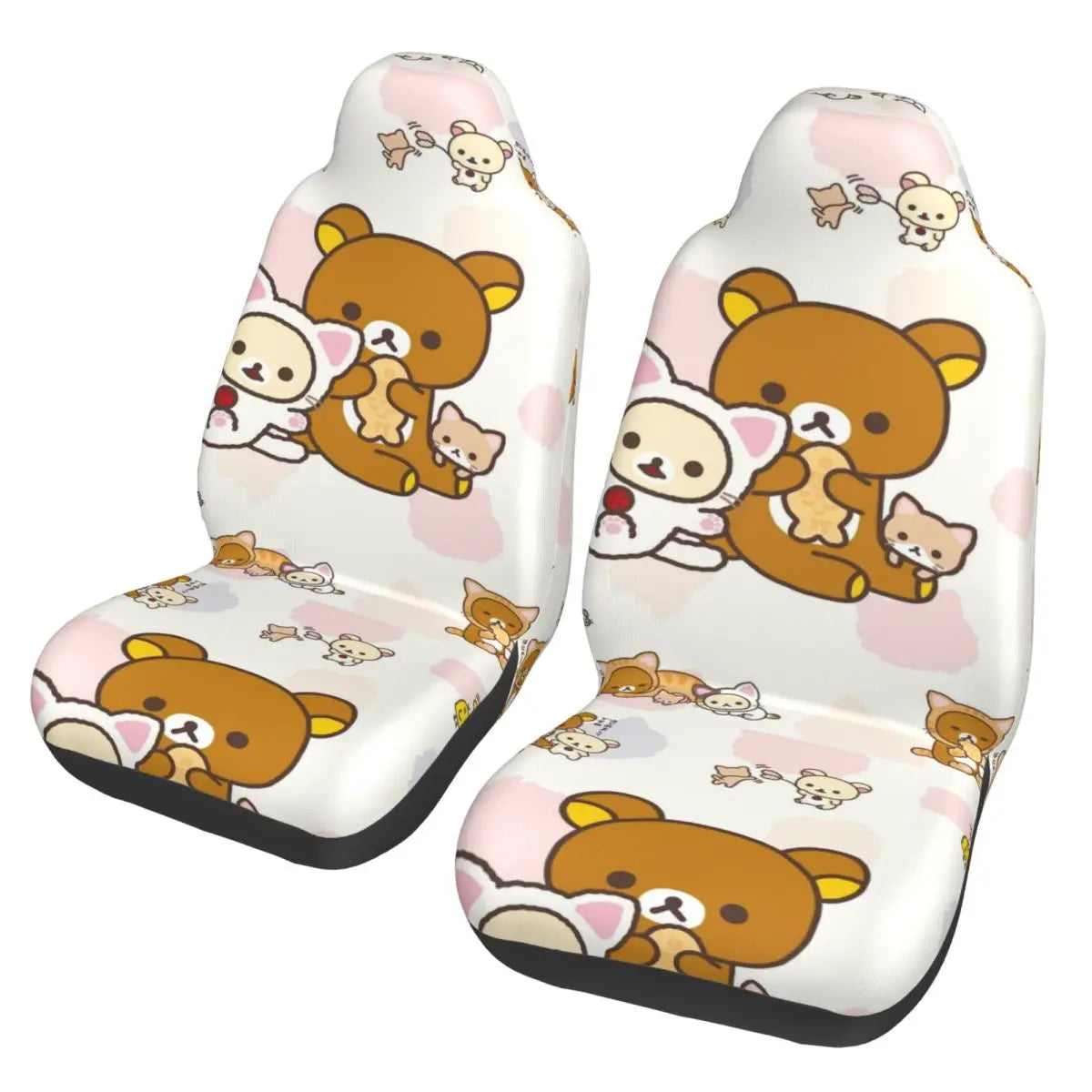 Pink Rilakkumas Zoo Universal Car Seat Covers Fiber Fishing