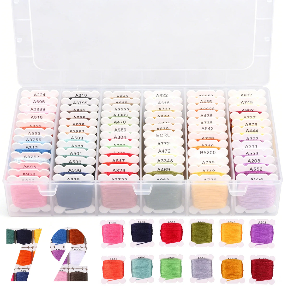 48/72 Color Embroidery Thread DIY Embroidery Yarn For Sewing Embroidery Floss Cross Stitch Thread Set With Organizer Box Threads