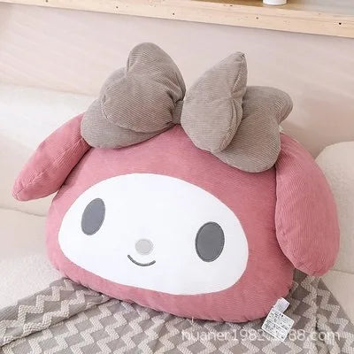 Hello Kitty Car Headrest Pillow Winter Warm Plush Doll Neck & Lumbar Support Cushion Adjustable Car Seat Pillow Seat Belt Cover