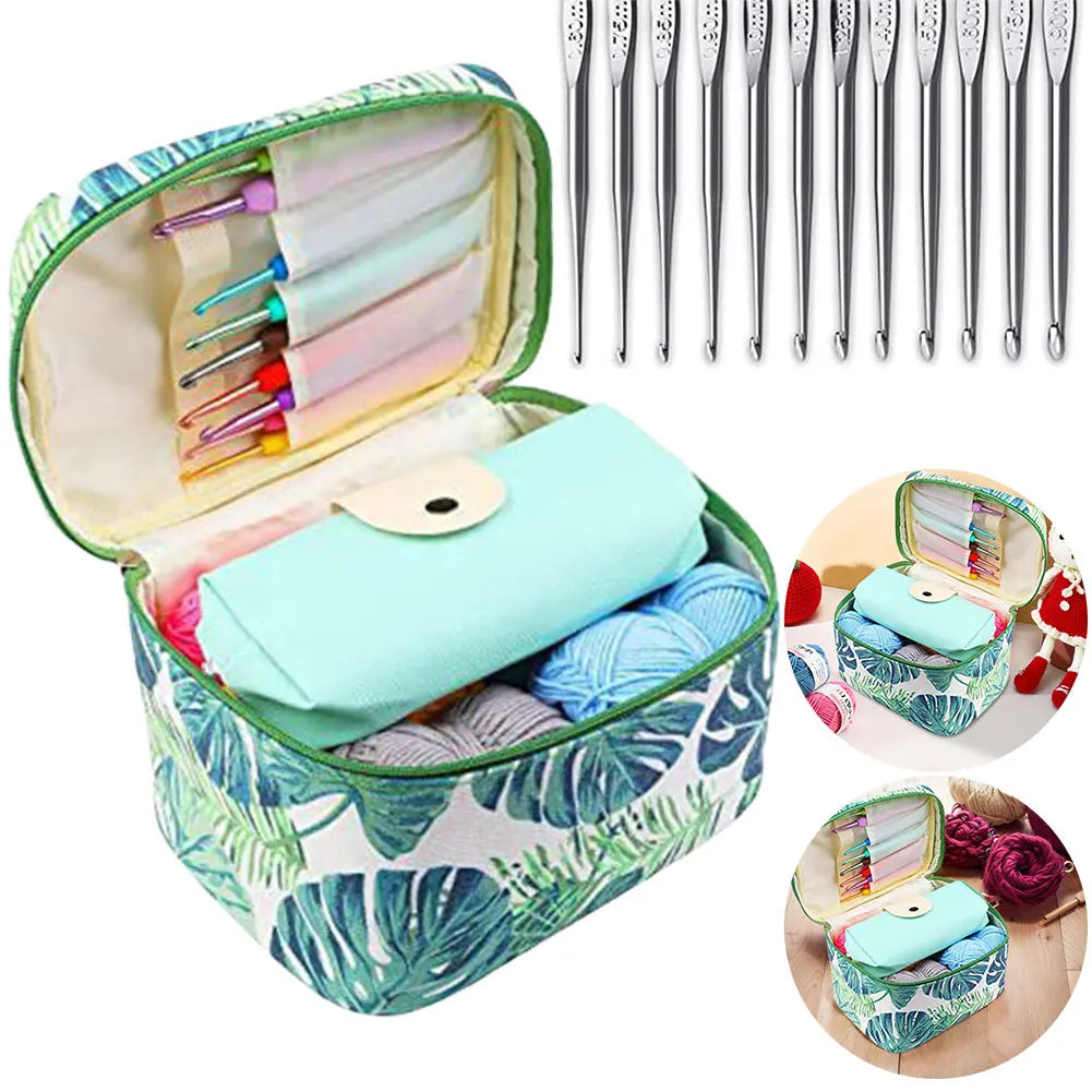87Pcs Crochet Hooks Kit with Case Crochet Needles Weave Yarn Kit Ergonomic Handle Yarn Knitting Needles for Adults & Kids