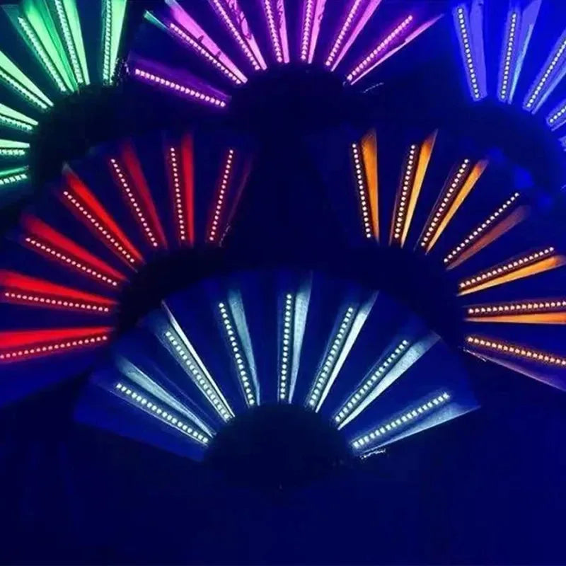 GlowFan Pro Original LED Light Up Folding Hand Fan, Portable Luminous Handheld Fan for Party Decoration